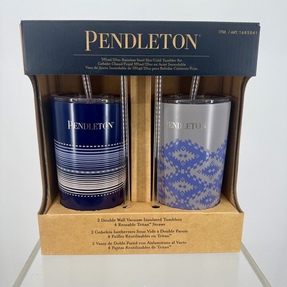 Pendleton 20 oz Stainless Steel Tumbler Set – Vacuum Insulated Hot & Cold Cups